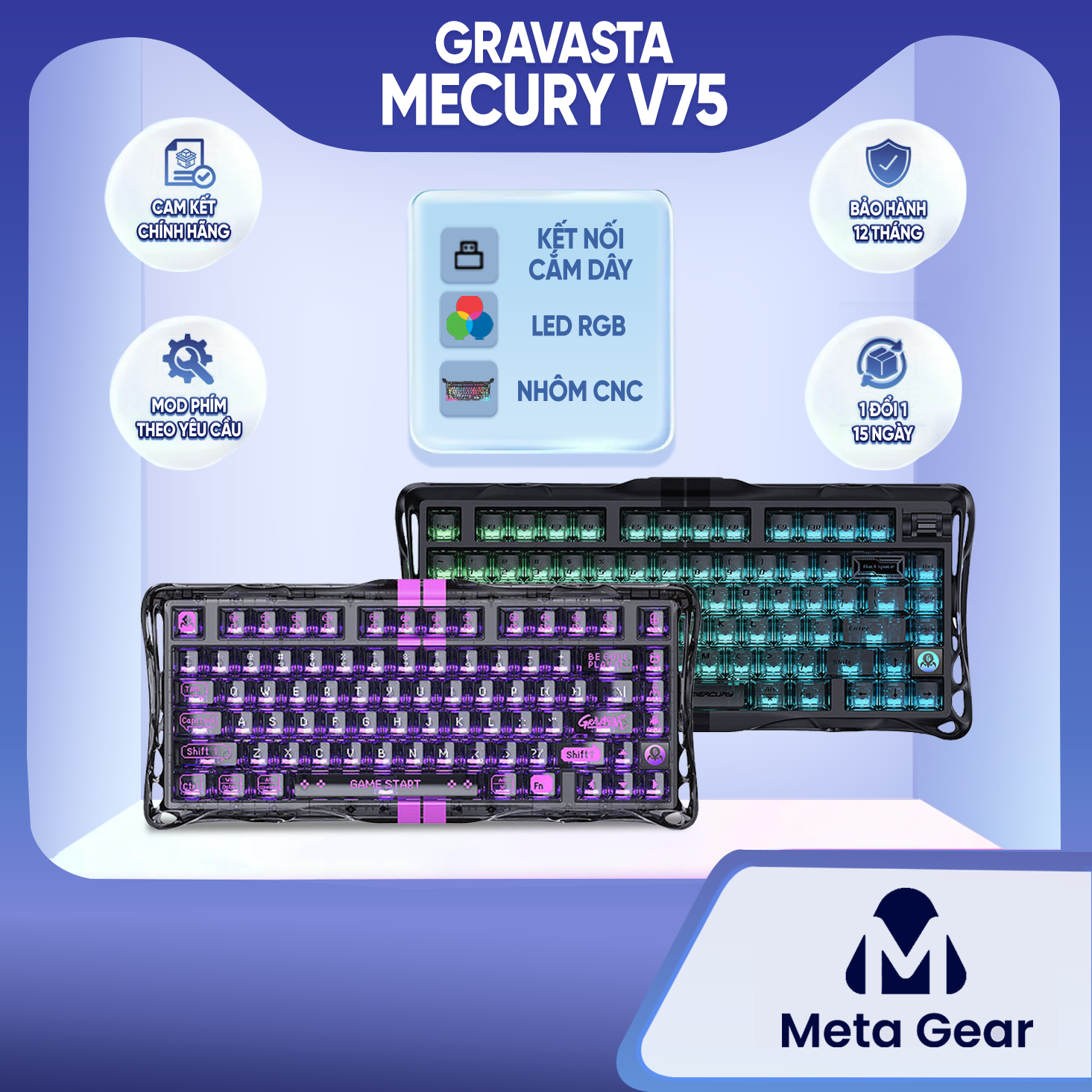 Bàn phím cơ gaming Gravasta Mercury V75 Pro Bàn phím cơ gaming Gravasta Mercury V75