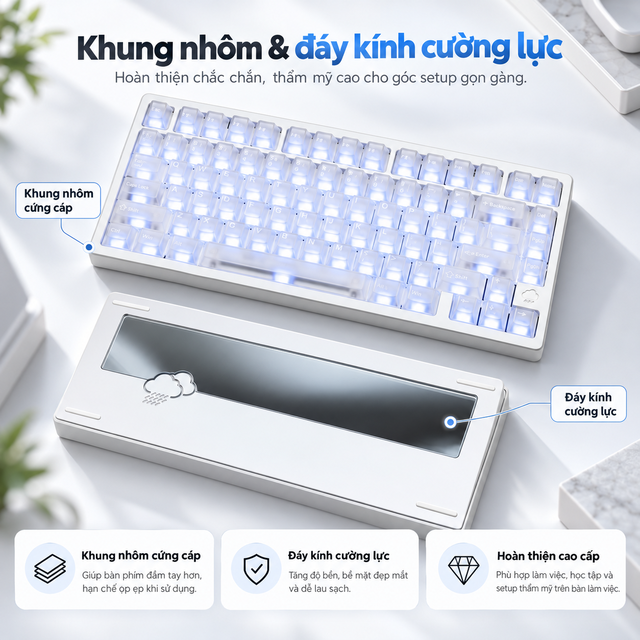 Bàn phím cơ Wobkey Rainy75 Pro Mithril KHUNG