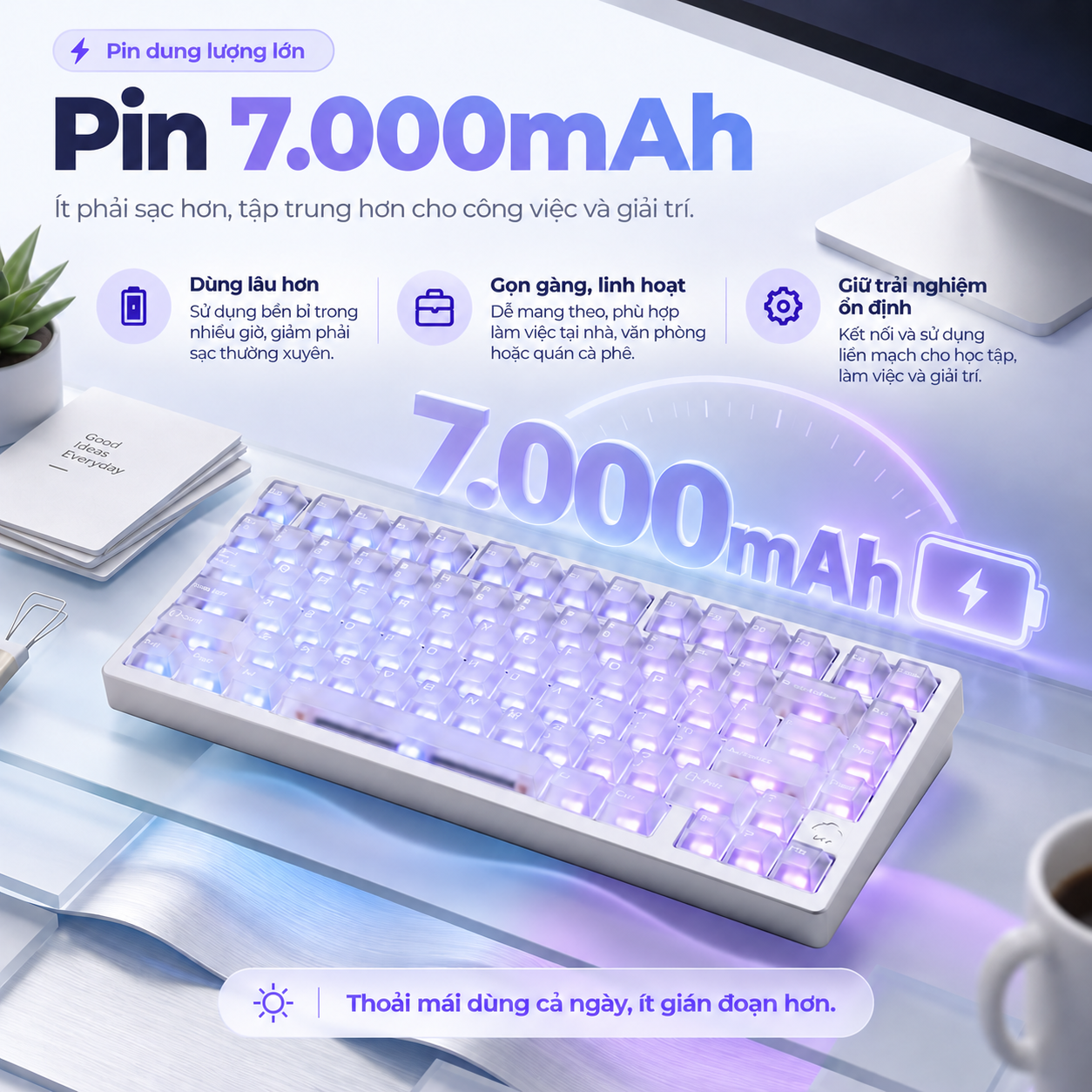 Bàn phím cơ Wobkey Rainy75 Pro Mithril PIN 1